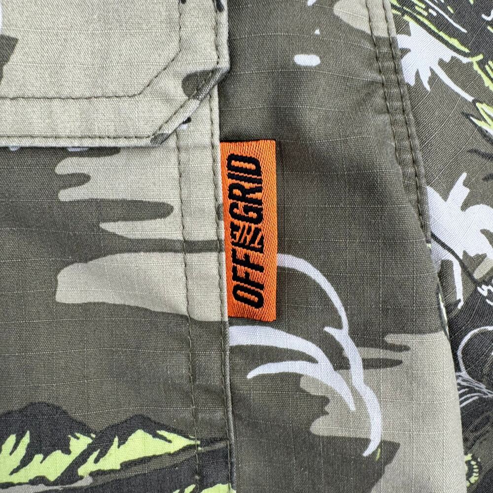 Off the Grid Baja Mexico Print Vented Button Down Shirt Mens Large Green Beige - Picture 5 of 11